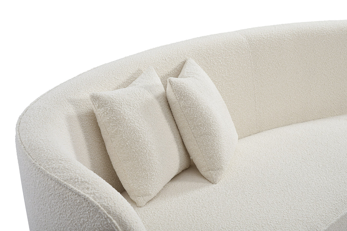 Canapé Organique Arrondi en Tissu Bouclette Blanc Naturel Ora