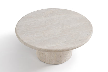 Table Basse Ronde en Pierre de Travertin 80 cm