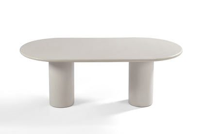 Table à Manger Organique Ovale Blanche en Ciment