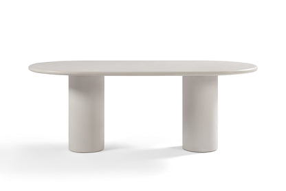 Table à Manger Organique Ovale Blanche en Ciment